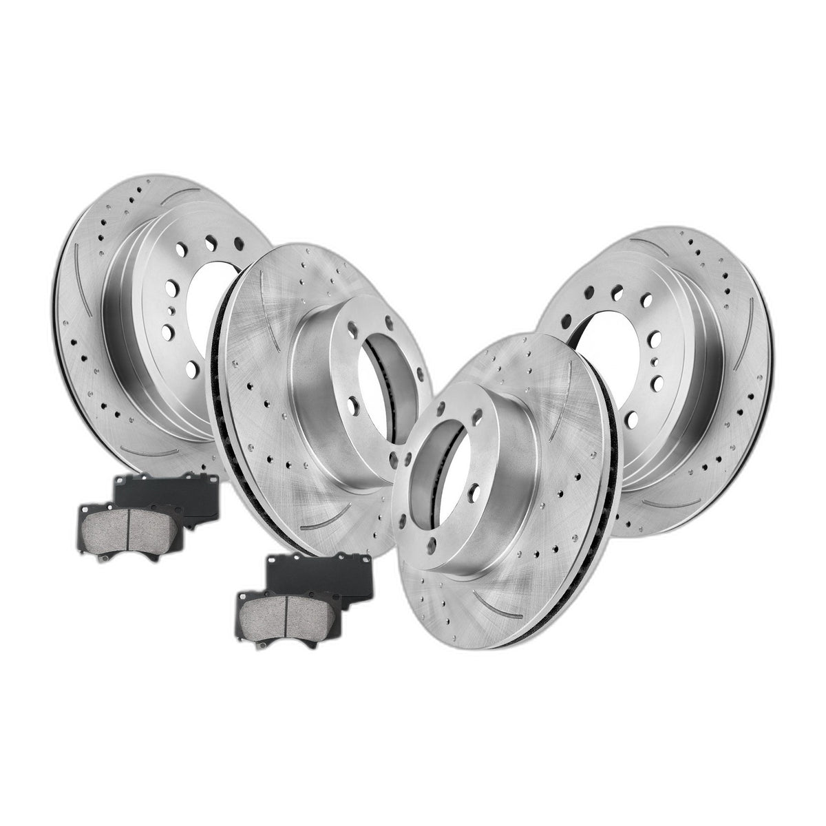 Front & Rear Brake Rotors + Ceramic Brake Pads for 2001-2006 2007 Toyota Sequoia