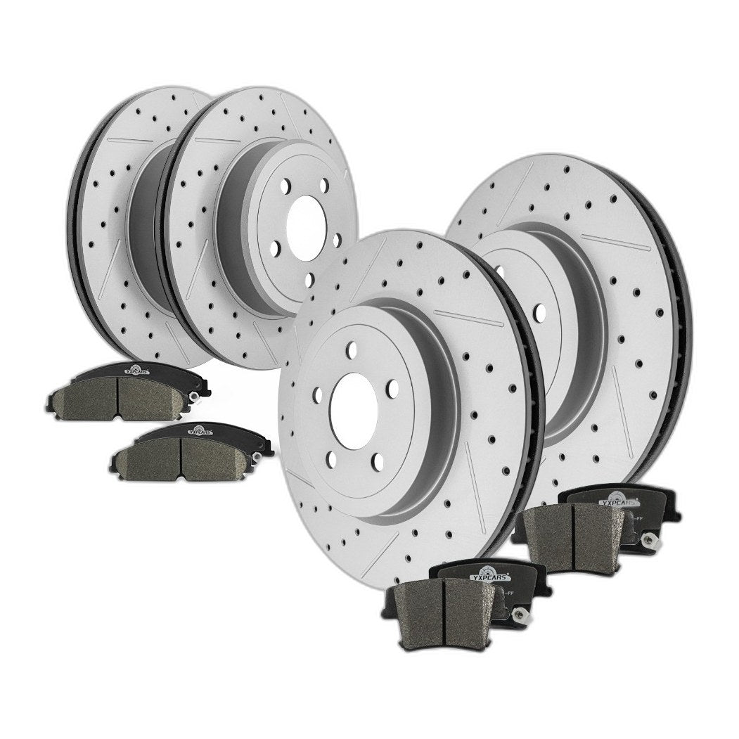 Front & Rear Drilled Brake Rotors + Pads for Dodge Charger Challenger Magnum