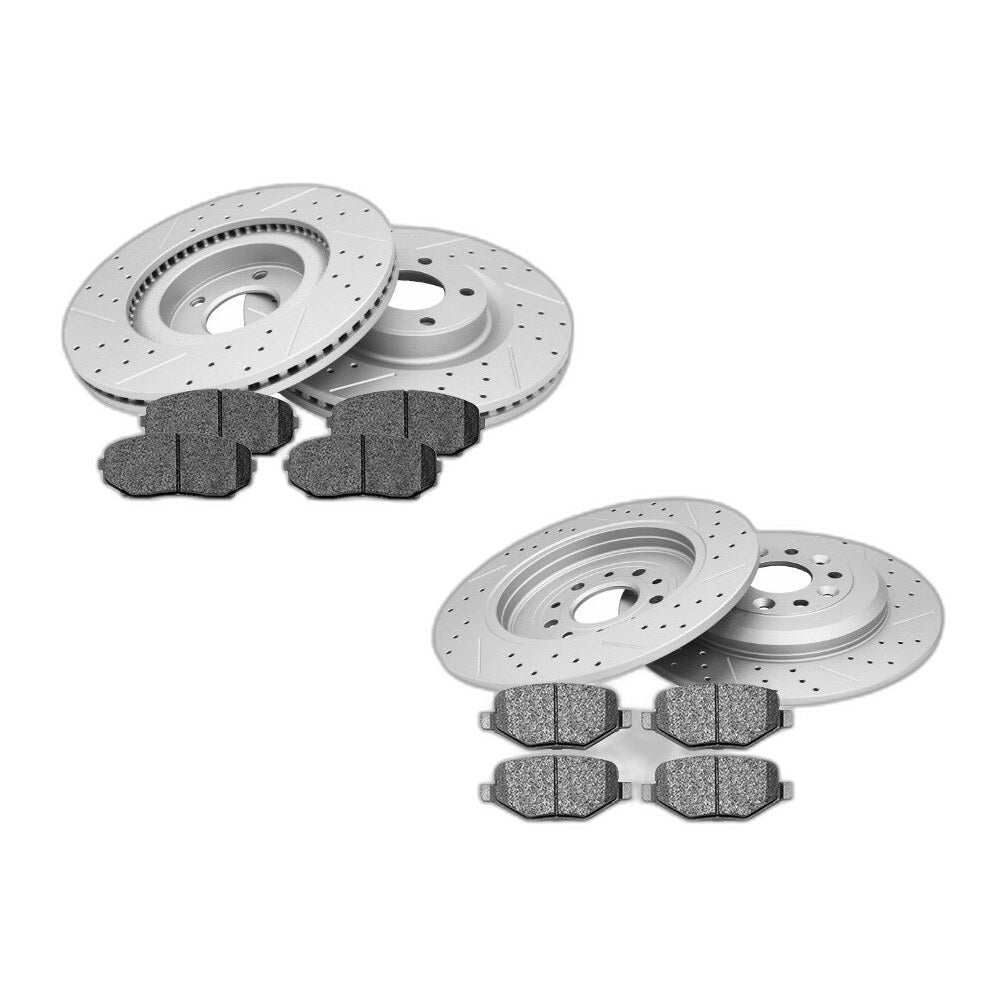 Front &Rear Drilled Disc Rotors+Brake Pads for 2011 2012 2013 2014 Ford Edge MKX