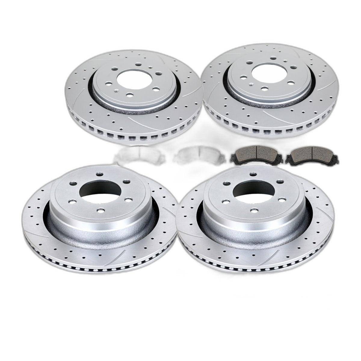 Front Rear Slotted Brake Rotors and Pads Kits for 6 Lugs 2010-2011 Ford F-150