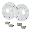 Rear Brake Kit Drilled & Slotted Brake Rotors Ceramic Brake Pads