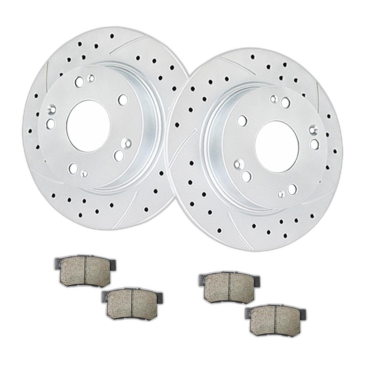 Rear Brake Kit Drilled & Slotted Brake Rotors Ceramic Brake Pads
