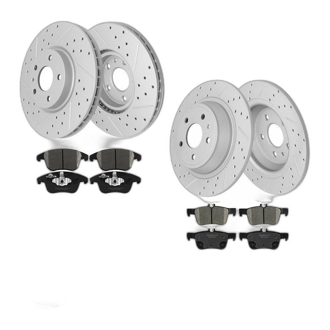 Front Rear Drilled Brake Rotors & Ceramic Pads Kit For Ford Fusion Lincoln MKZ
