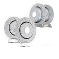 Drilled Slotted Front Rear Brake Rotors Pads Kit for Ford F-150 Manual Parking