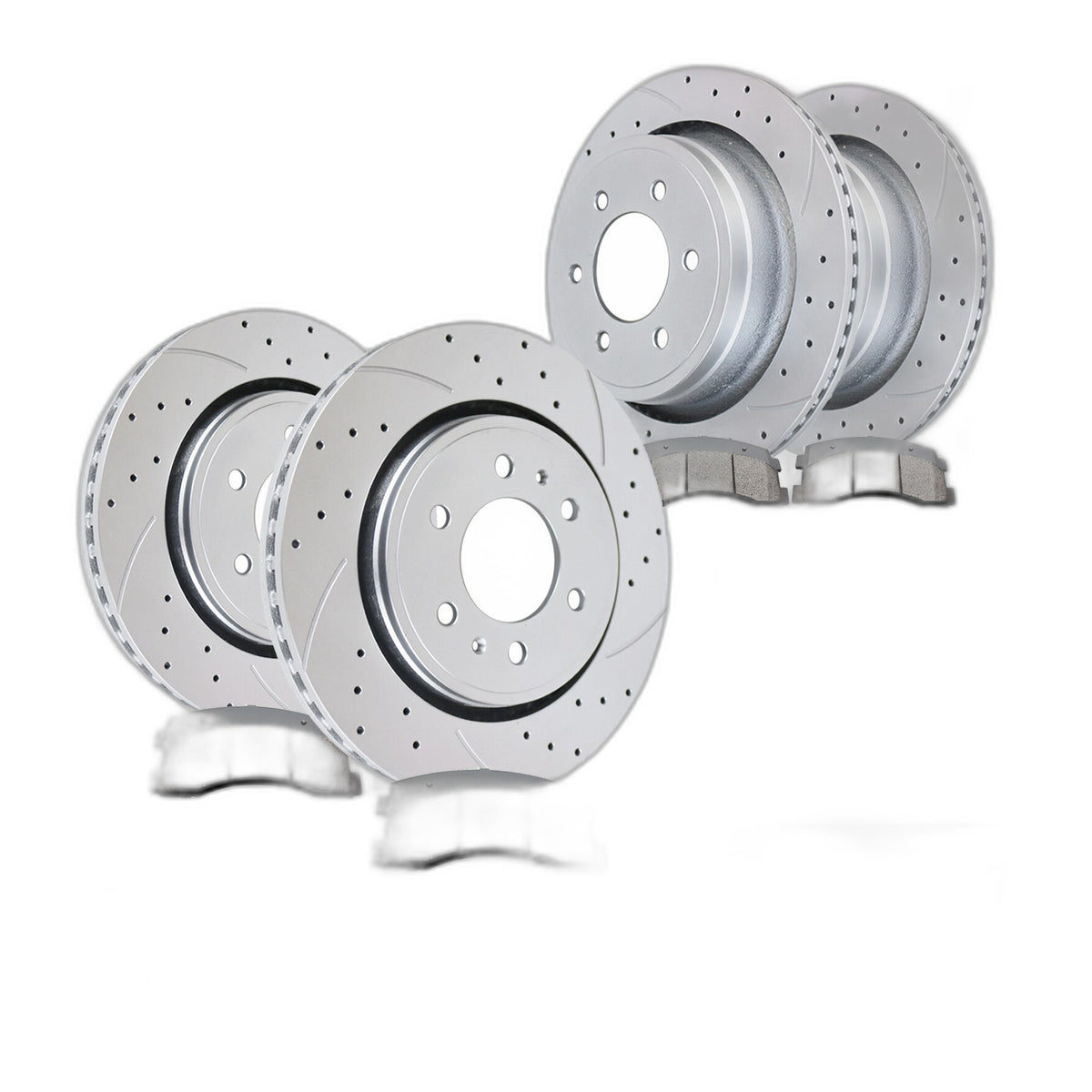 Drilled Slotted Front Rear Brake Rotors Pads Kit for Ford F-150 Manual Parking