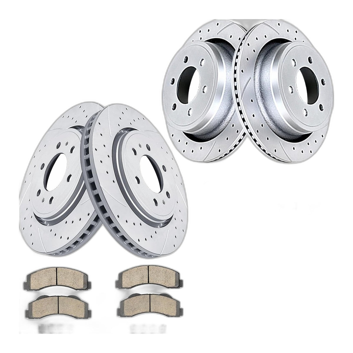 Front & Rear Drilled Slotted Rotors w/ Brake Pads For 2012-2020 Ford F150 F-150
