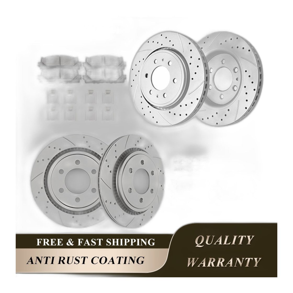 for 2015-17 Ford F-150 Electric Brake Front Rear Brake Rotors Disc Pads Kit