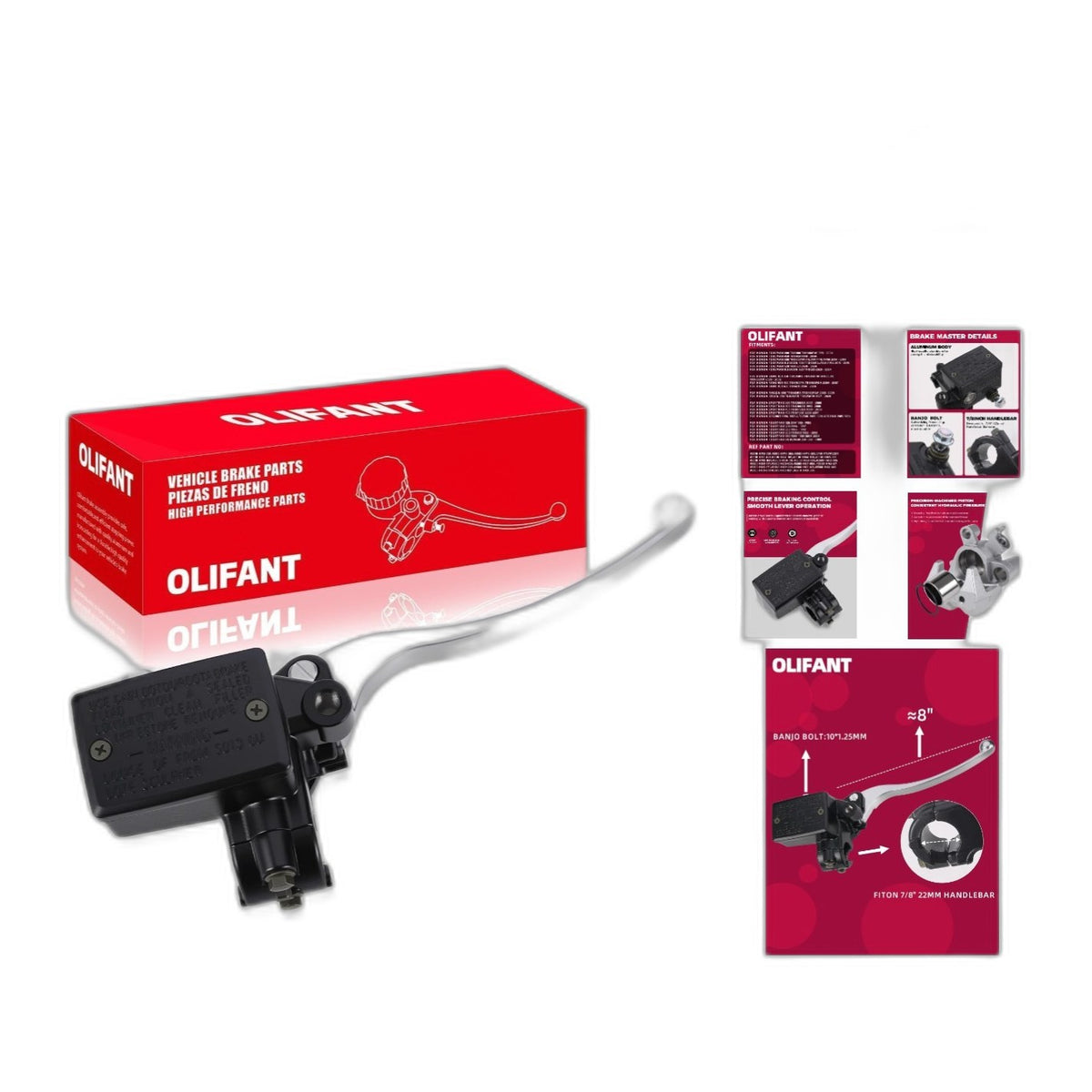 Lightweight Polished Brake Master Cylinder for Honda ATVs - Performance Upgrade