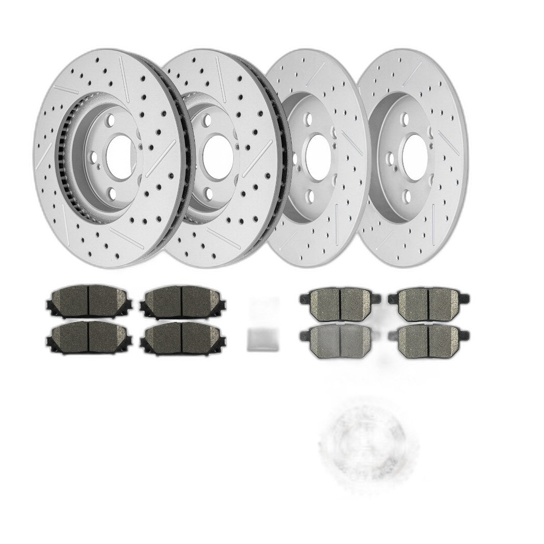 For Toyota Prius Lexus CT200h Front Rear Drilled Brake Rotors + Ceramic Pads Kit