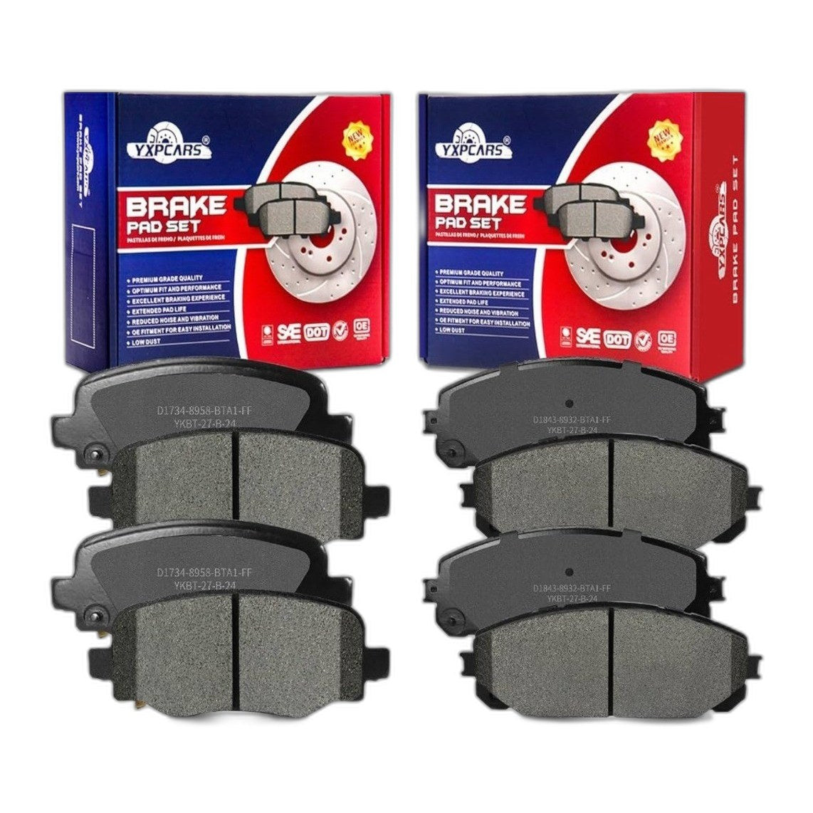 Ceramic Brake Pads Front Rear Jeep Cherokee 2014-2022 D1734 D1843 8pc Set