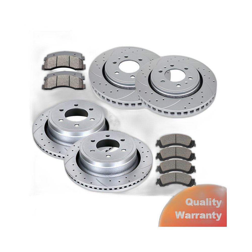 Front Rear Brake Rotors Ceramic Brake Pads for Ford F-150 6 Lug Disc Brakes Kit