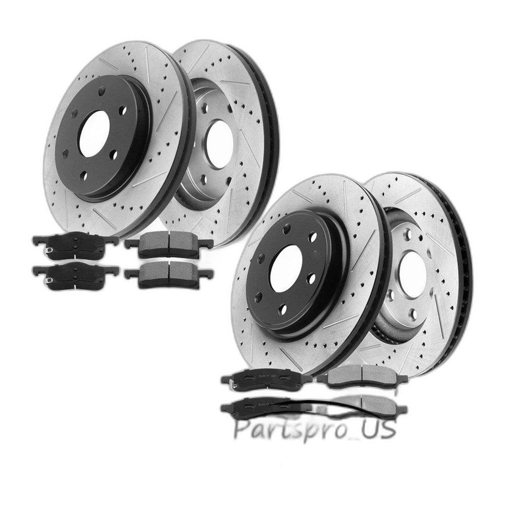 4WD 12.99" Front 13.69" Rear Rotors + Brake Pads for Ford F-150 Lincoln Mark LT