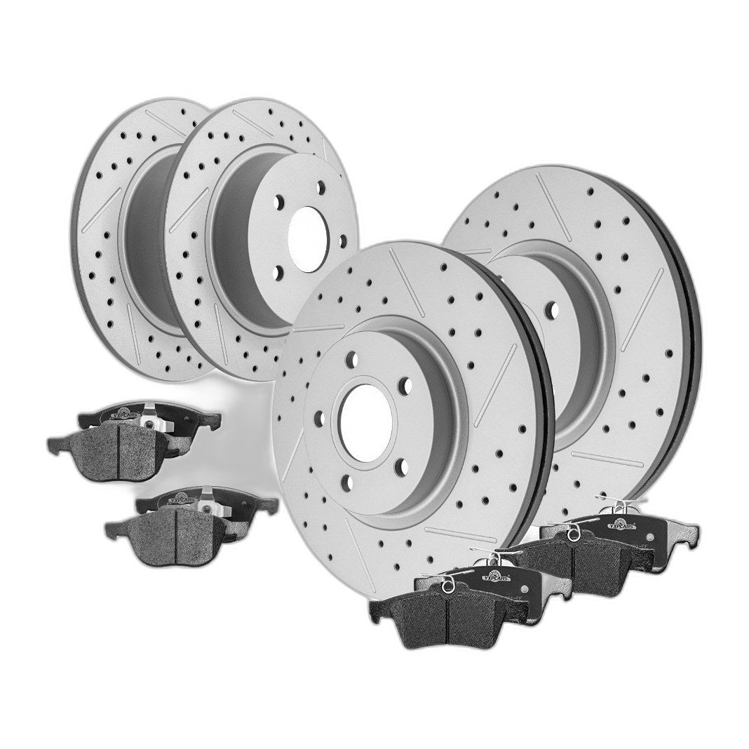 Front Rear Drilled Brake Rotors Ceramic Pads Kit For Ford Escape C-Max
