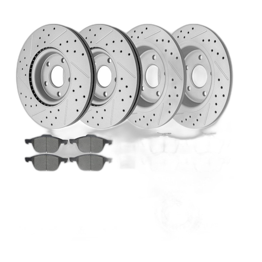 Front & Rear Disc Drilled Brake Rotors + Ceramic Pads Kit For Ford Escape C-Max