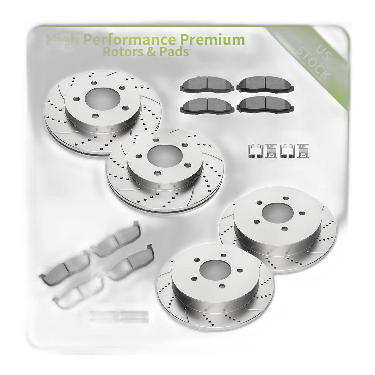 Front Rear Brake Rotors Brakes Pads Kit for Ford F-150 1999 - 2003 Drilled