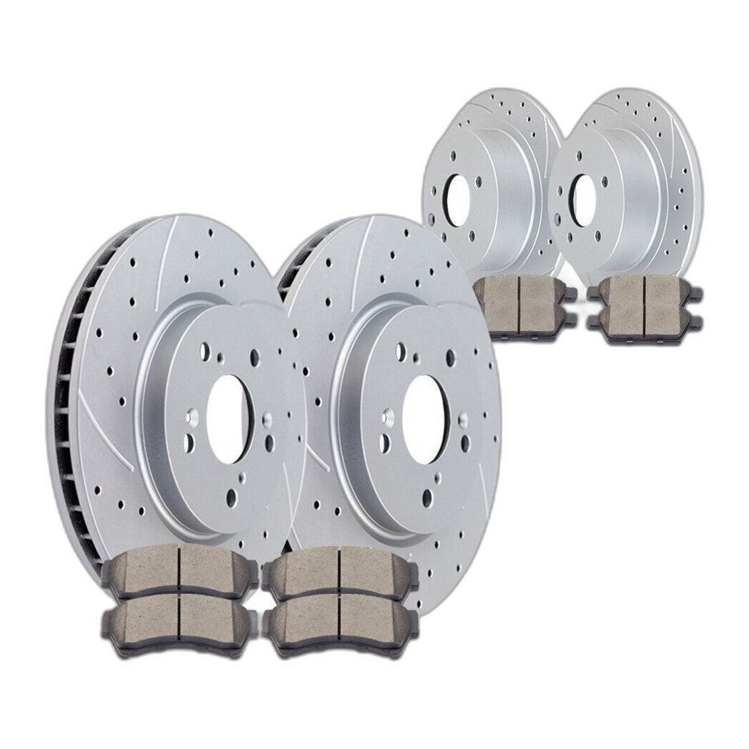 Front Rear Drilled Rotors and Brake Pads Brakes Kits for Ford Fusion MKZ Mazda 6