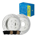 PHILTOP Rear Brake Pads And Rotors Kit, OE Drilled & Slotted Rotors And Ceramic
