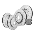 Front Rear Disc Rotors Brake Pads for Ford Explorer Flex w/ Heavy Duty Brake