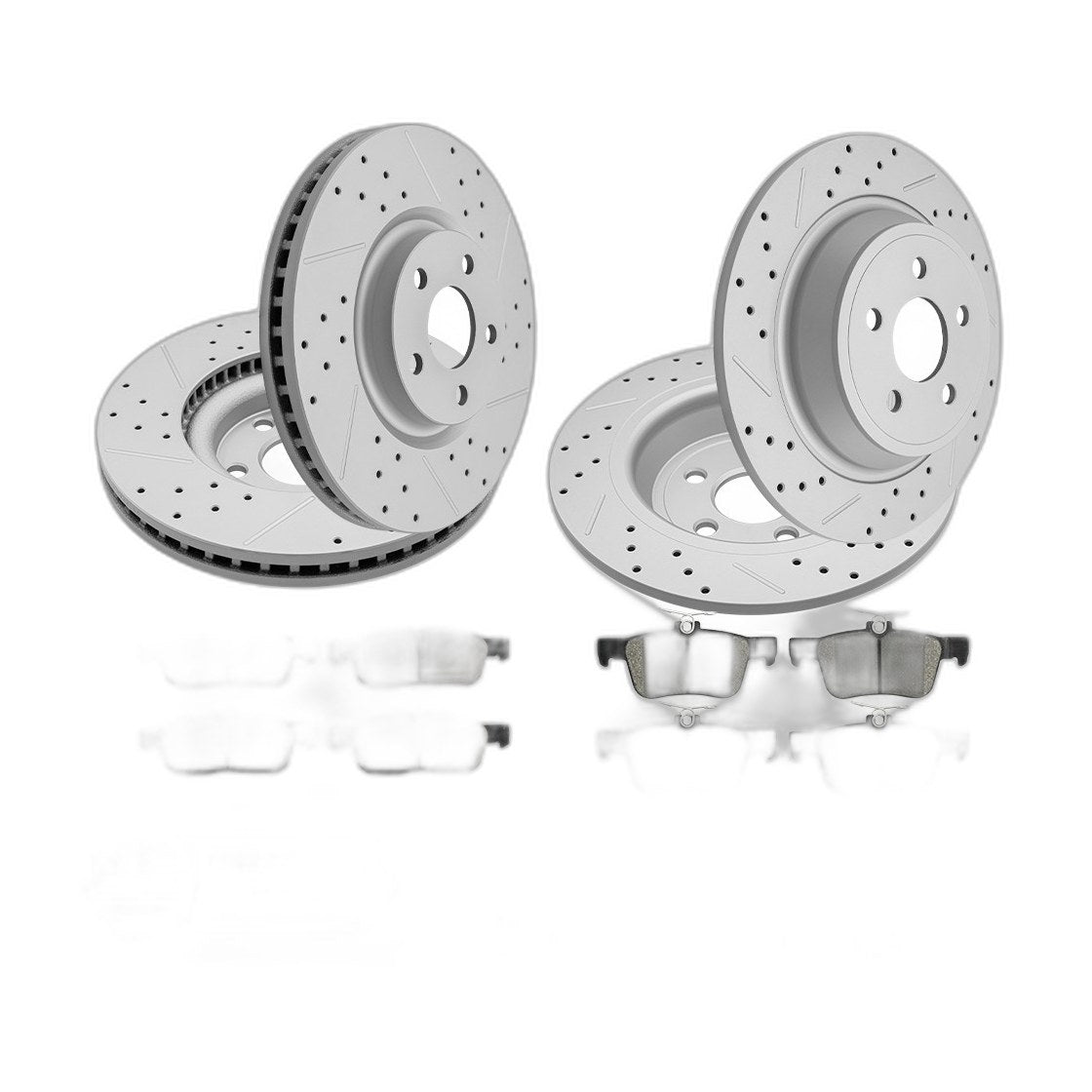 12.44'' Front Rear Drilled Rotors Ceramic Brake Pads Kit for 2015-2020 Ford Edge