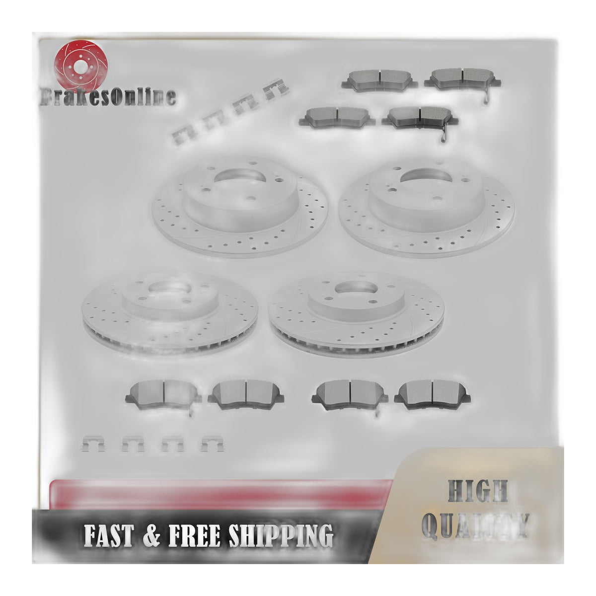 Front and Rear Brake Rotors Pads Kit Drilled Slotted for Kia Forte 2014-2018
