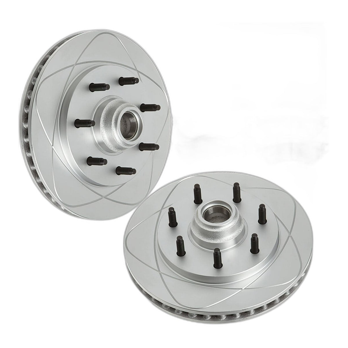Front Ultra Slotted Disc Brake Rotors & Pads, Fits Ford F-150, F-250; 7 Lugs RWD