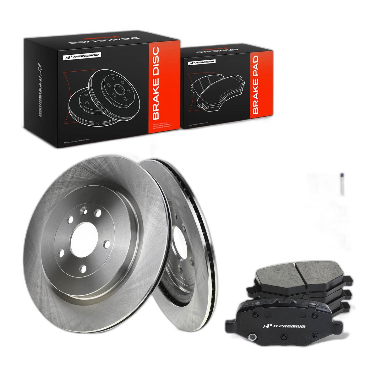 A-Premium 13.58 inch (345mm) Rear Vented Brake Rotors and Ceramic Pads Kit