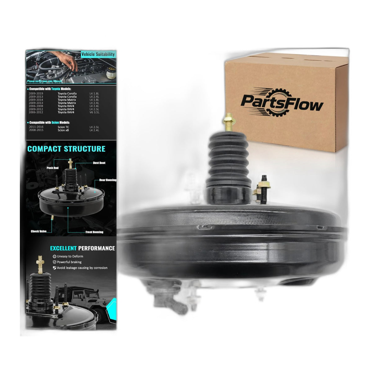High-Performance Vacuum Power Brake Booster for Toyota Corolla, Matrix, RAV4