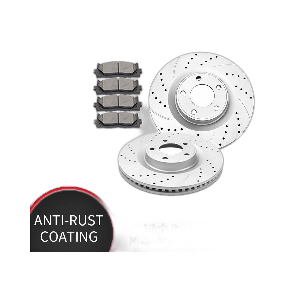 Front Drilled Brake Rotors Brake Pads Kit for 07-14 Ford Edge Lincoln MKX Brake