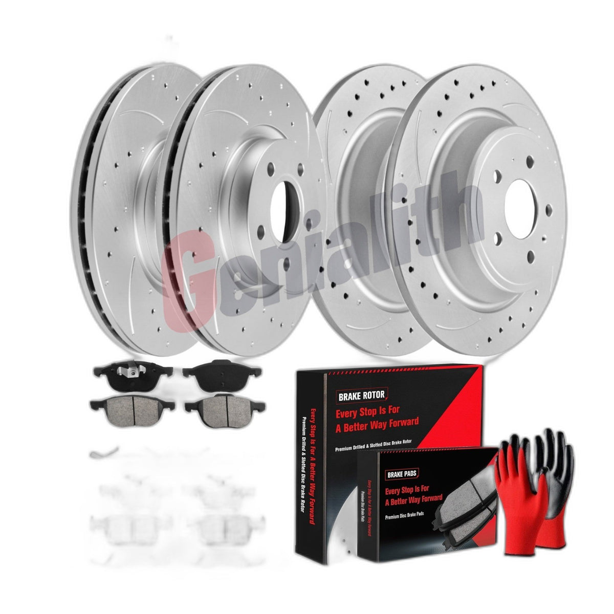 FWD Front Rear Disc Rotors Brake Pads Kit for 2017 2018 2019 Ford Escape