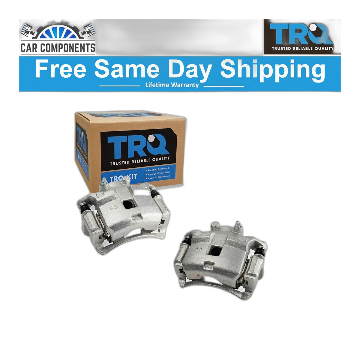 TRQ Front Disc Brake Caliper with Bracket & Hardware Pair for Nissan Sentra