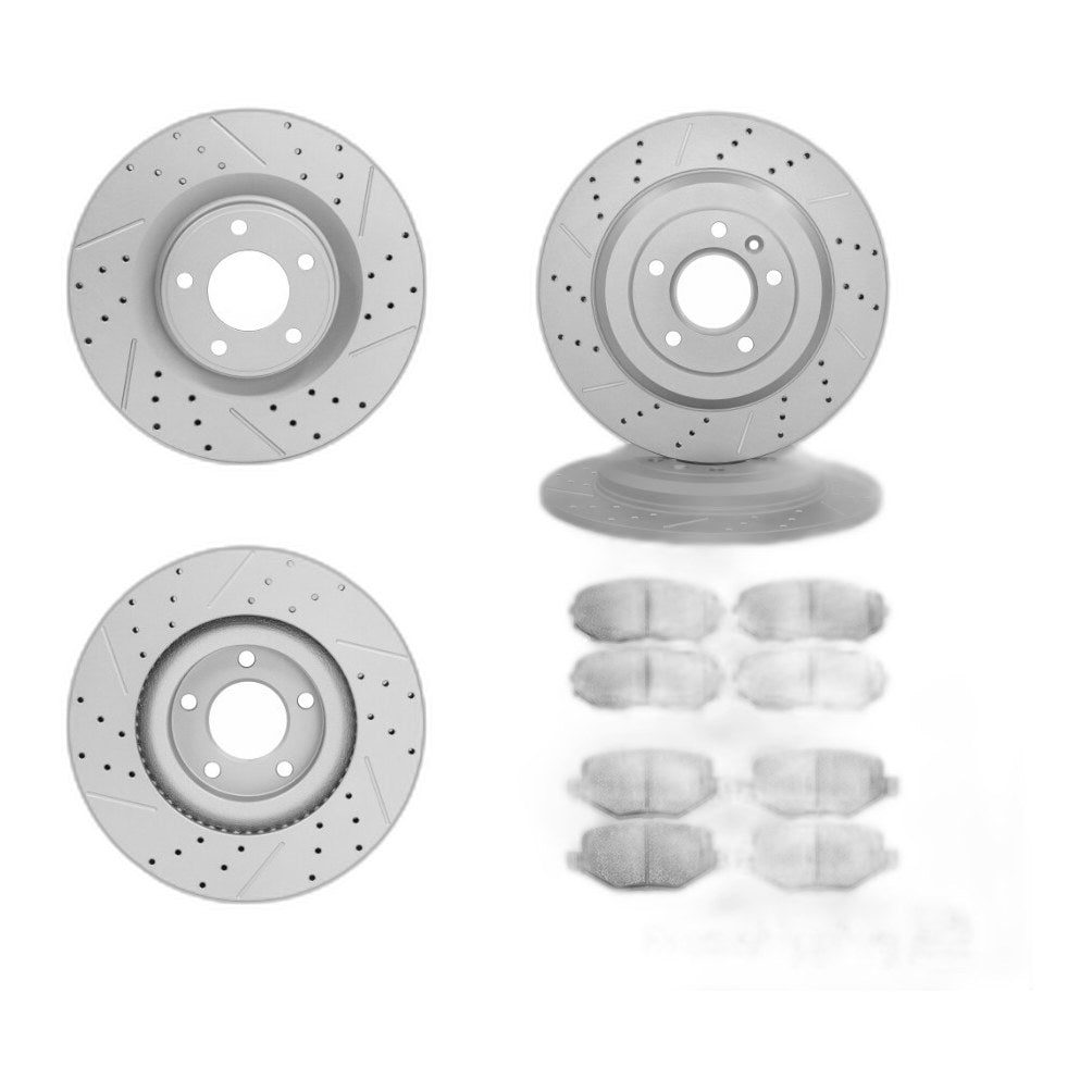 Front+Rear Drilled Rotors+Brake Ceramic Pads for Ford Edge Lincoln MKX 2011-2014