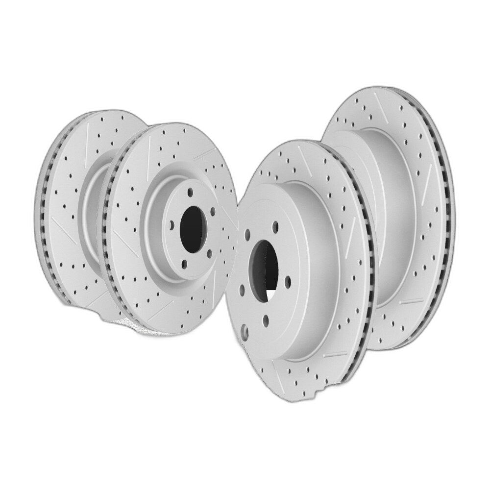 Front Rear Drilled Rotors & Ceramic Brakes Pads Kits for Ford Edge Lincoln MKX