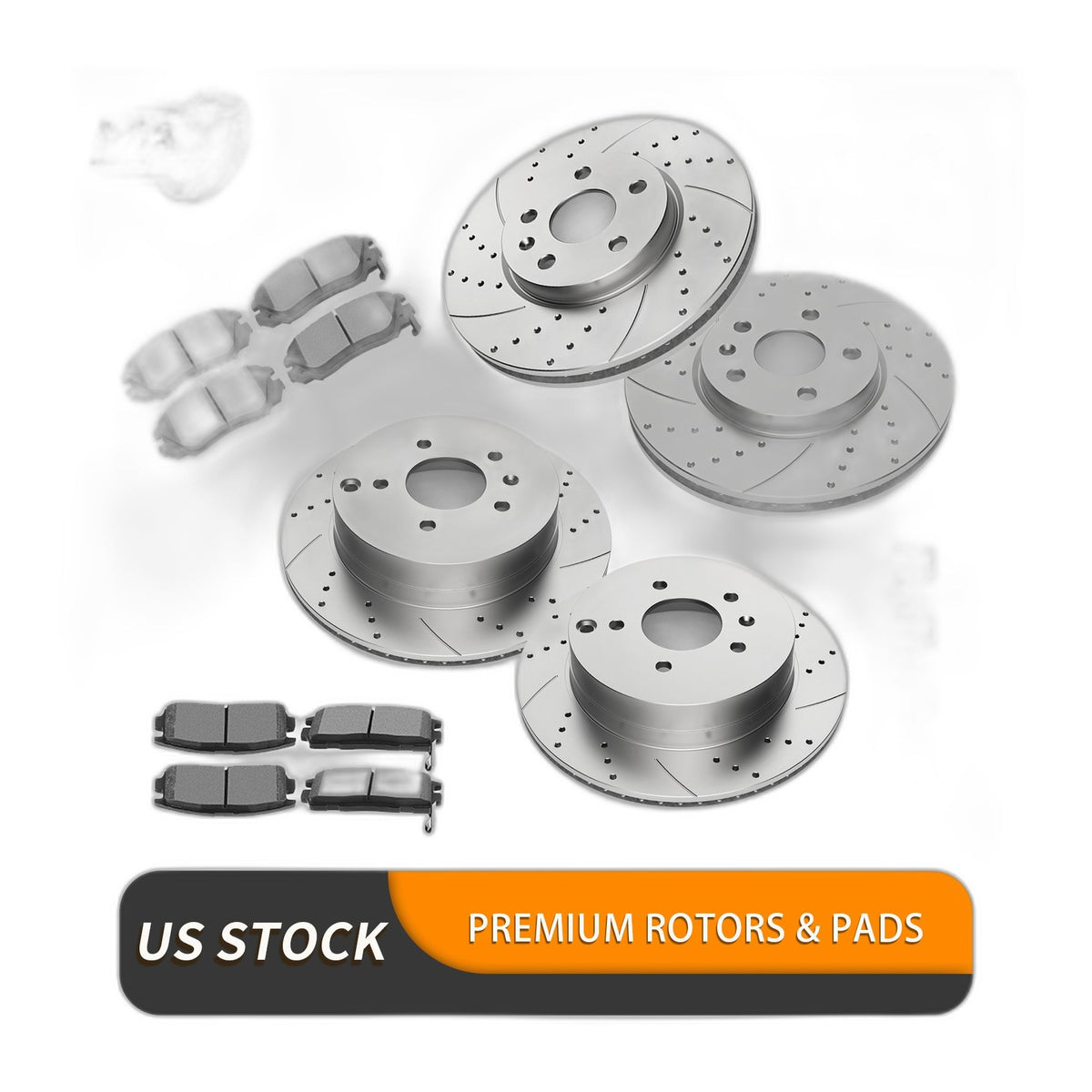 Front Rear Brake Rotors Pads Kit for 2010-2017 GMC Terrain Equinox Drilled