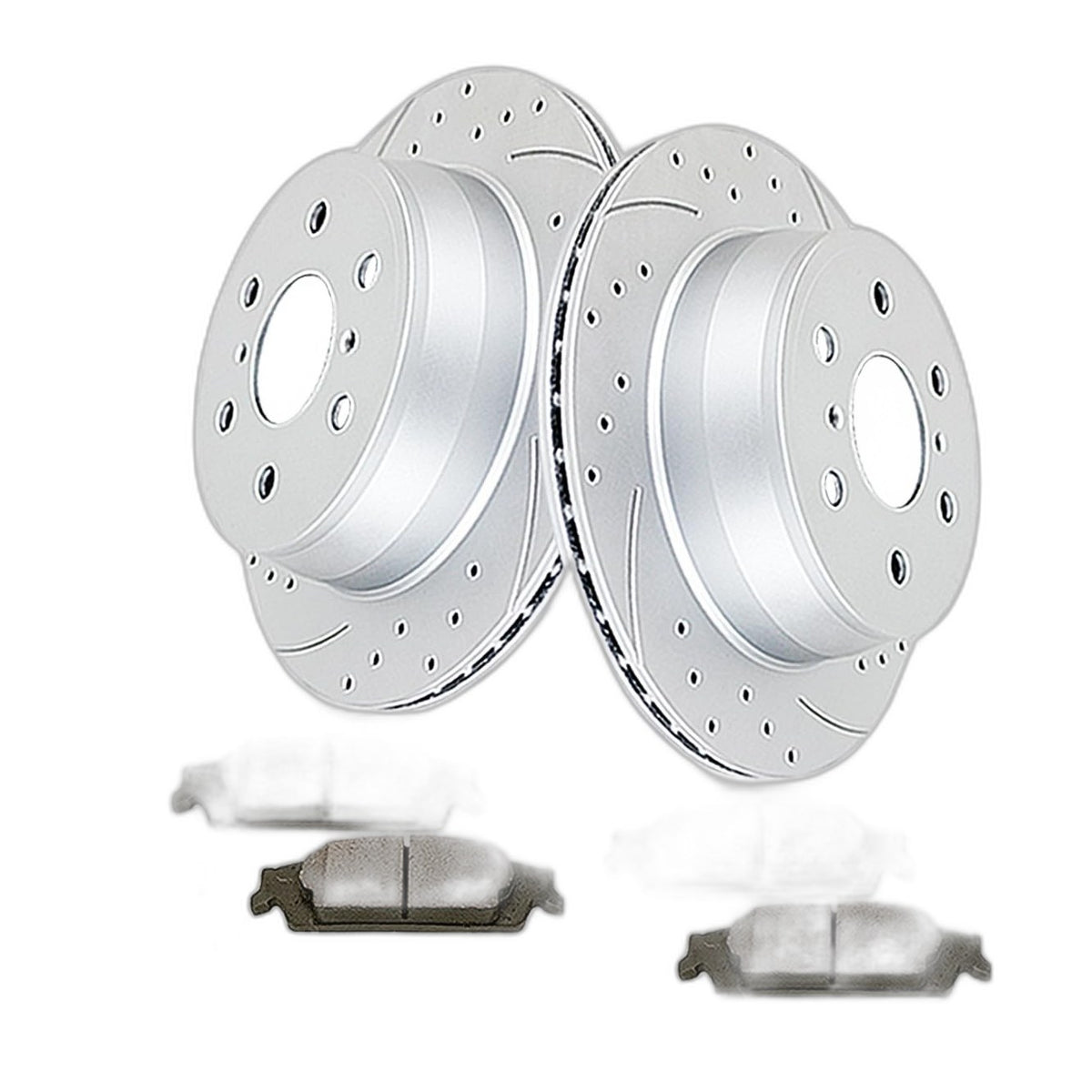 Rear Brake Kit Drilled Slotted Rotors Ceramic Pads for Multiple Vehicles