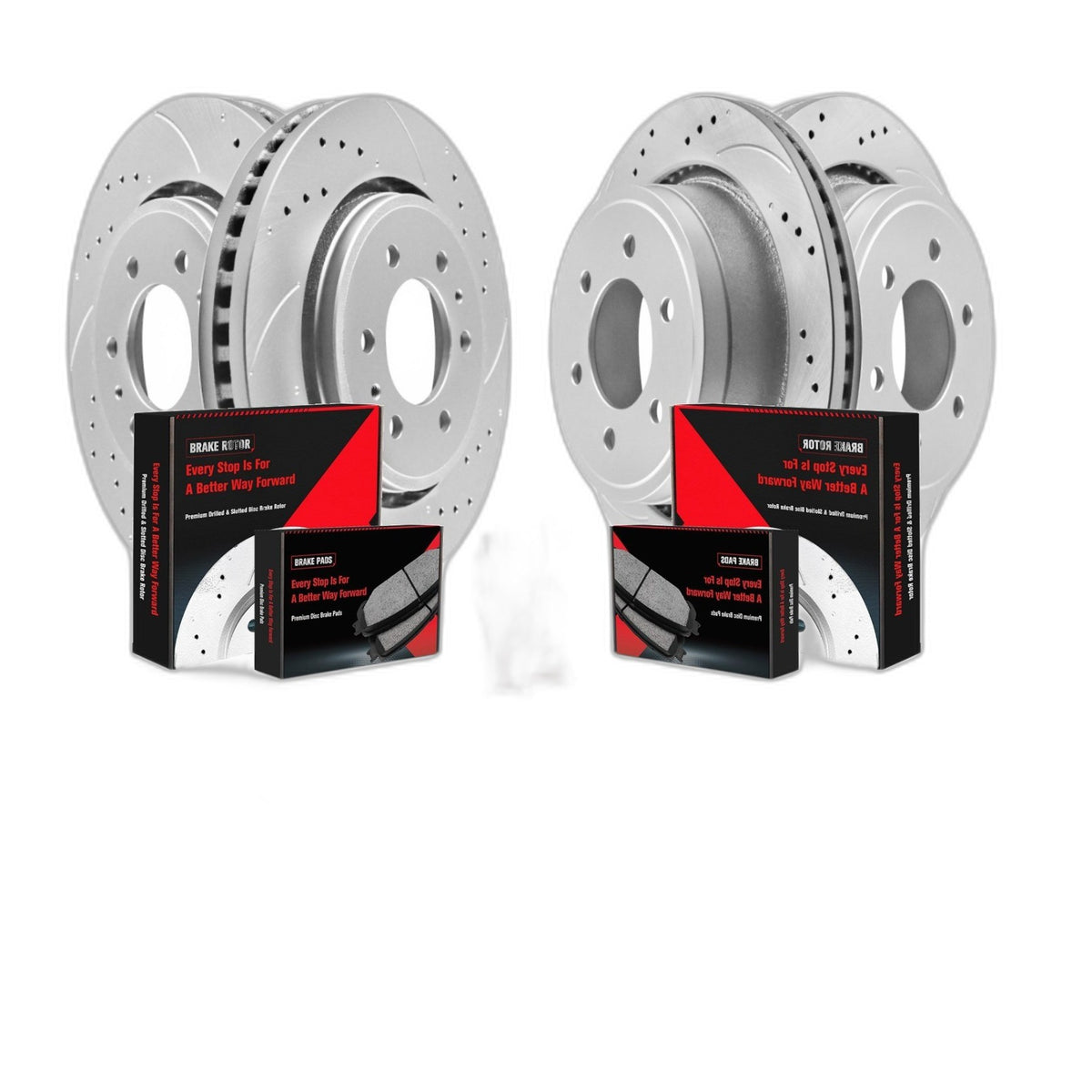 6 Lugs Front Rear Disc Rotors Ceramic Brake Pads for 2012 - 2020 Ford F-150