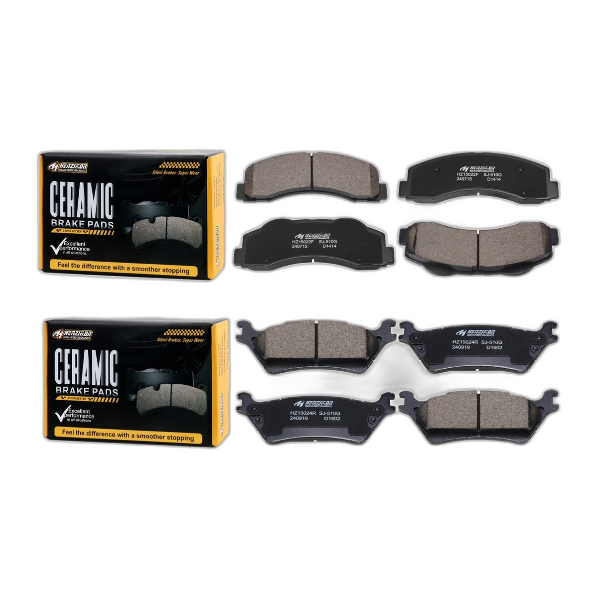 Front and Rear Ceramic Brake Pads w/ Hardware for 2014 2015-2022 Jeep Cherokee