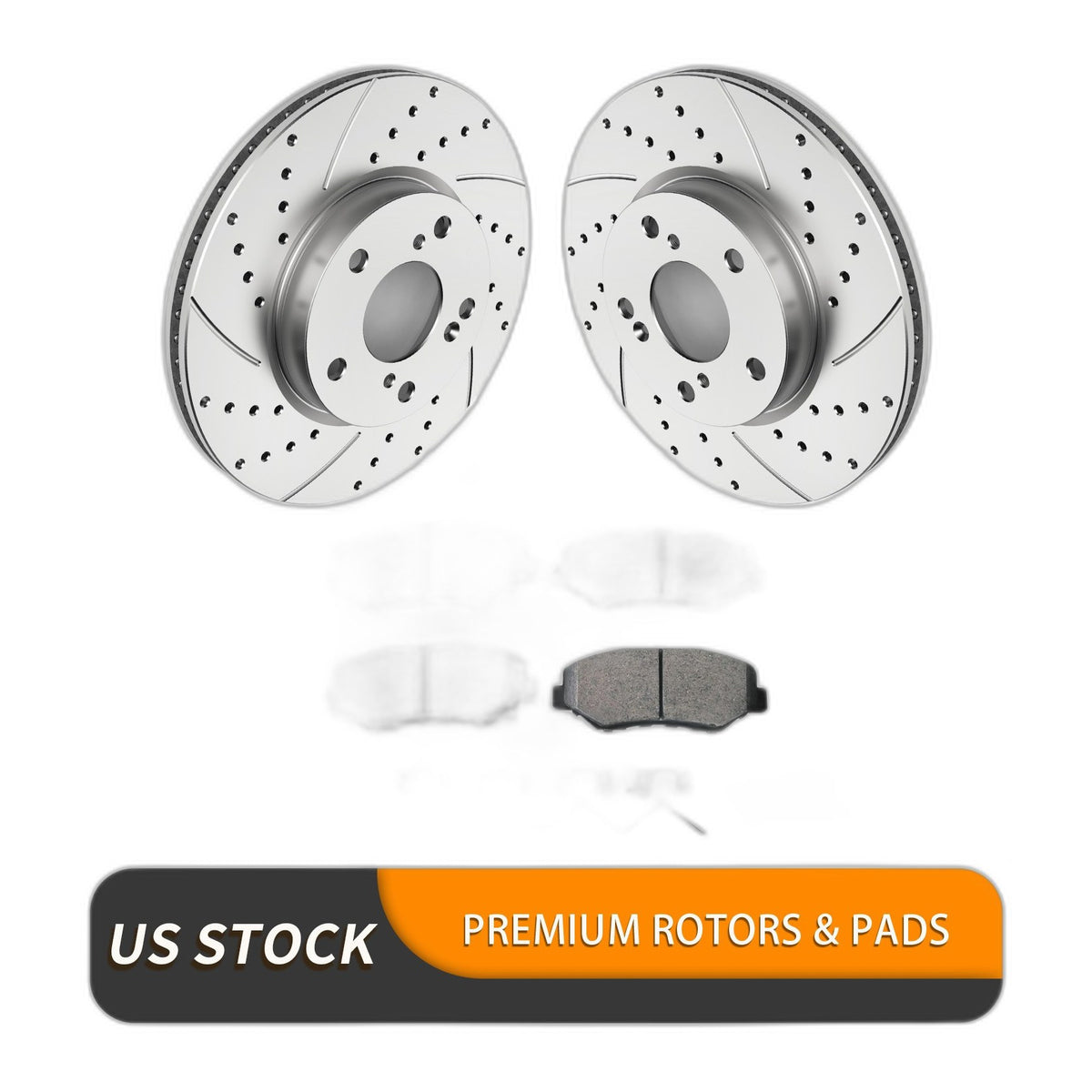 Front Brake Rotors Ceramic Pads Kit for Honda Civic 2016-2021 Slotted Brakes