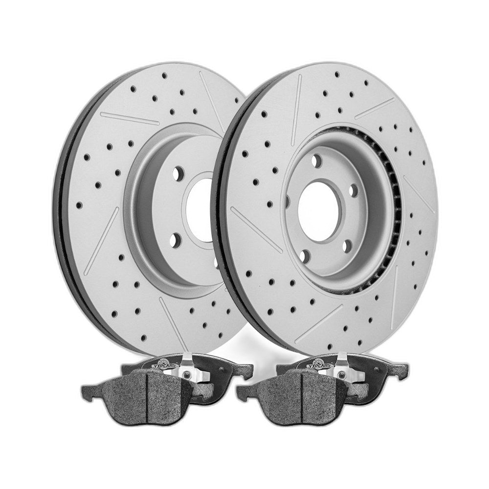 Front Drilled Brake Rotors Ceramic Pads Kit for Ford Escape Volvo C30 C70 S40