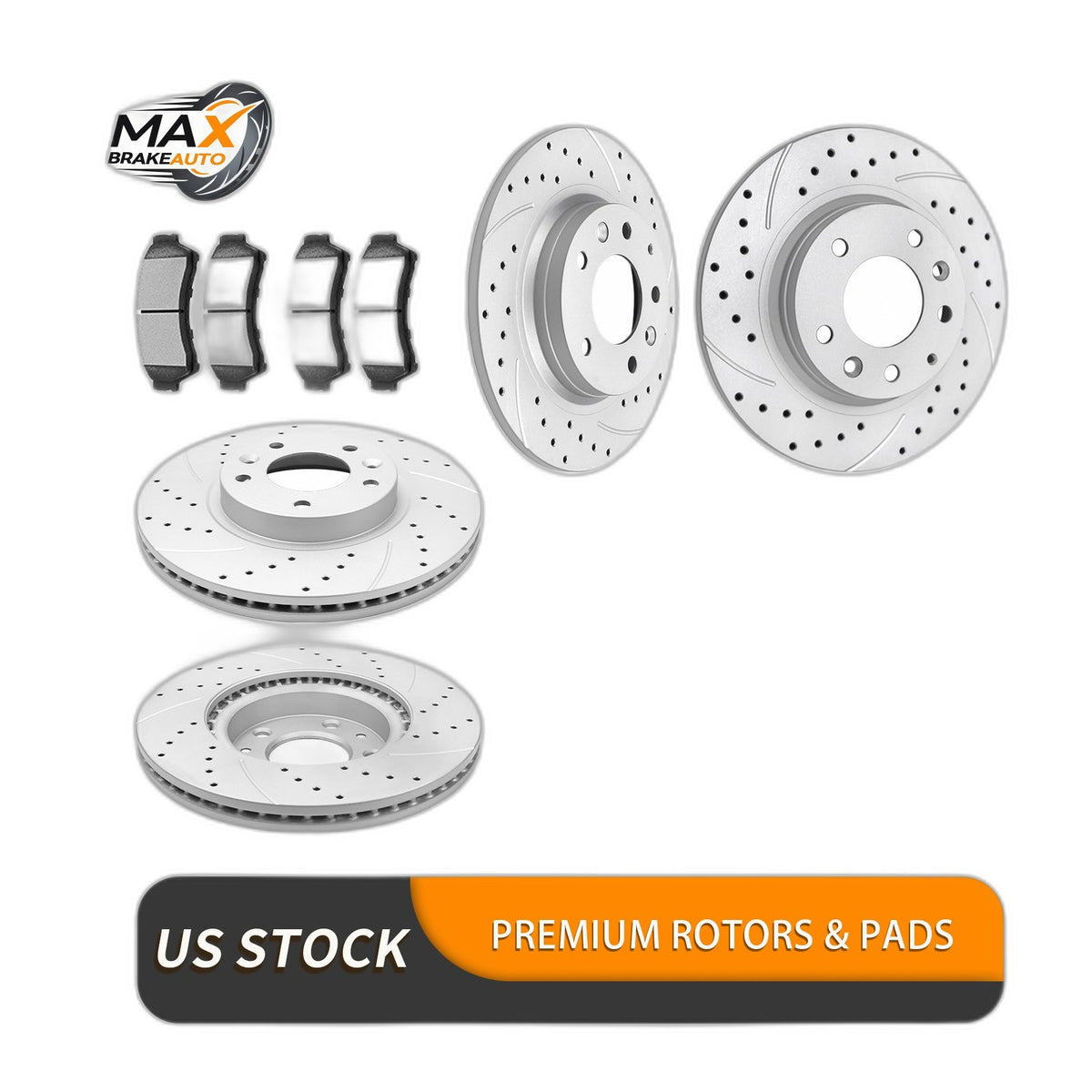 Front Rear Brake Rotors Pads Kit for Ford Fusion Lincoln MKZ Drilled Slotted