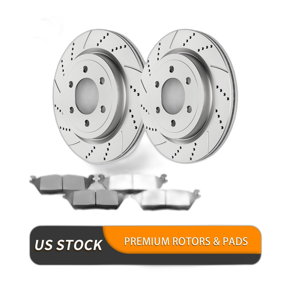 Rear Drilled Brake Rotors and Ceramic Pads Kit for Ford F-150 2018-2020 Brakes