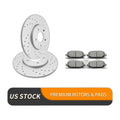 Rear Brake Rotors and Ceramic Pads Kit for Dodge Grand Caravan Journey Drilled