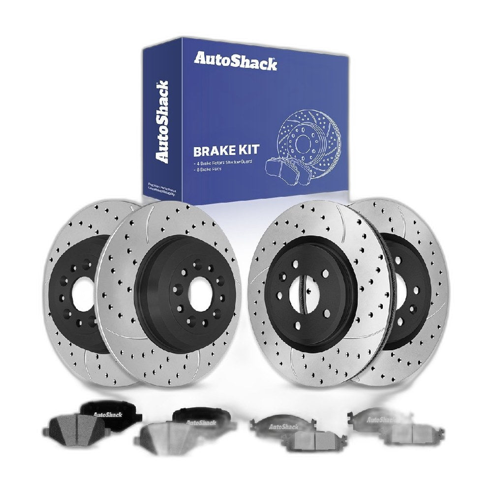 Front Rear Drilled Slotted Brake Rotors Ceramic Pads for Ford Explorer 2019