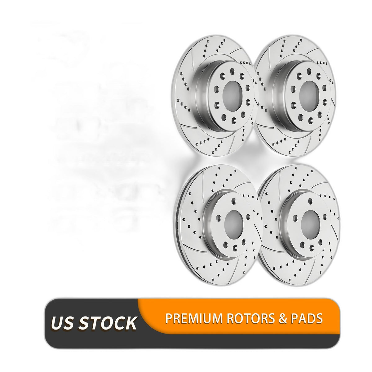 Front and Rear Slotted Disc Brake Rotors Pads Kit for 2016-2020 Chevrolet Malibu
