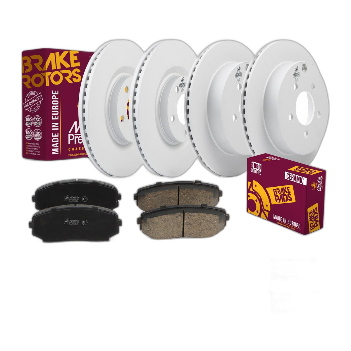 Front & Rear Brake Rotors & Ceramic Pads Kit for 2007-2010 Ford Edge D1258 D1259