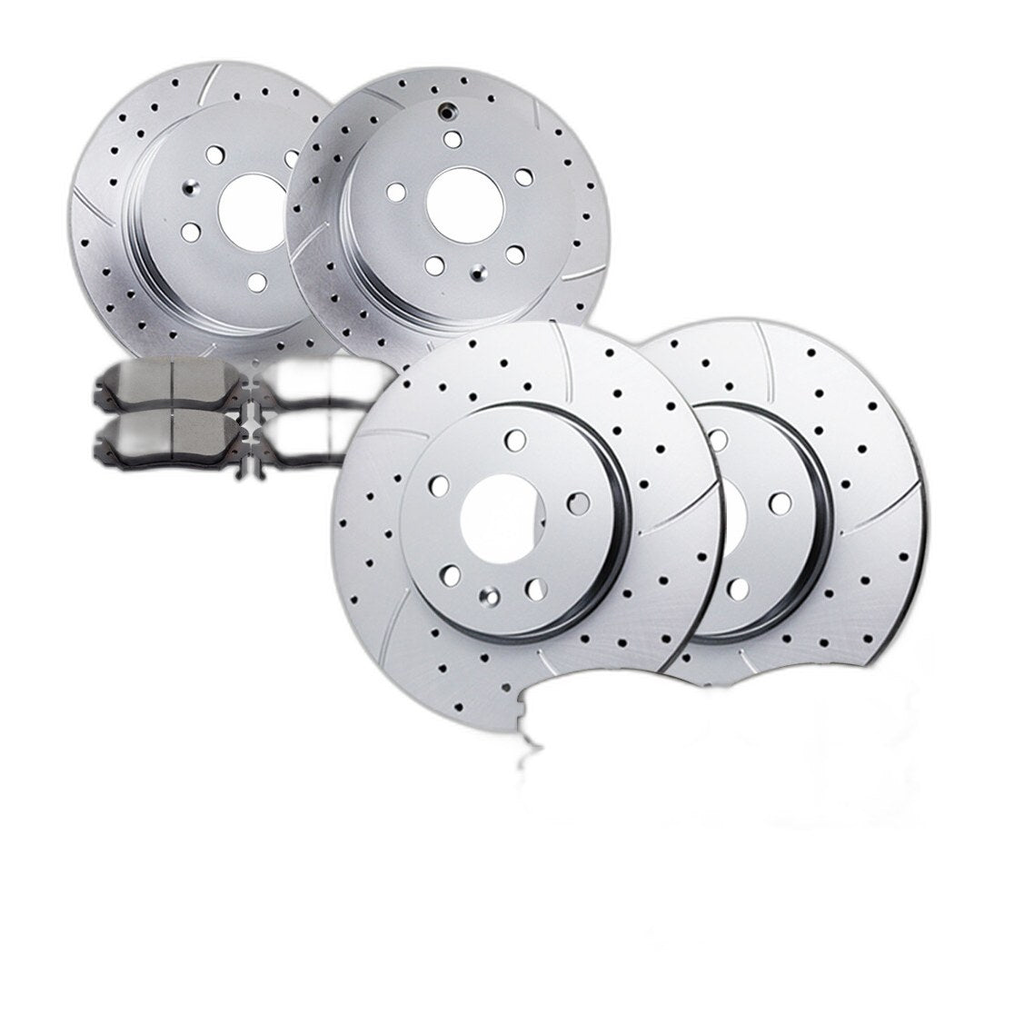 Front Rear Drilled Rotors Brake Ceramic Pads for GMC Terrain Chevrolet Equinox