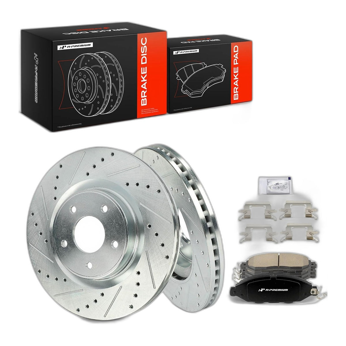 A-Premium 12.60 inch (320mm) Front Brake Rotors & Ceramic Pads Kit, 6-Pack