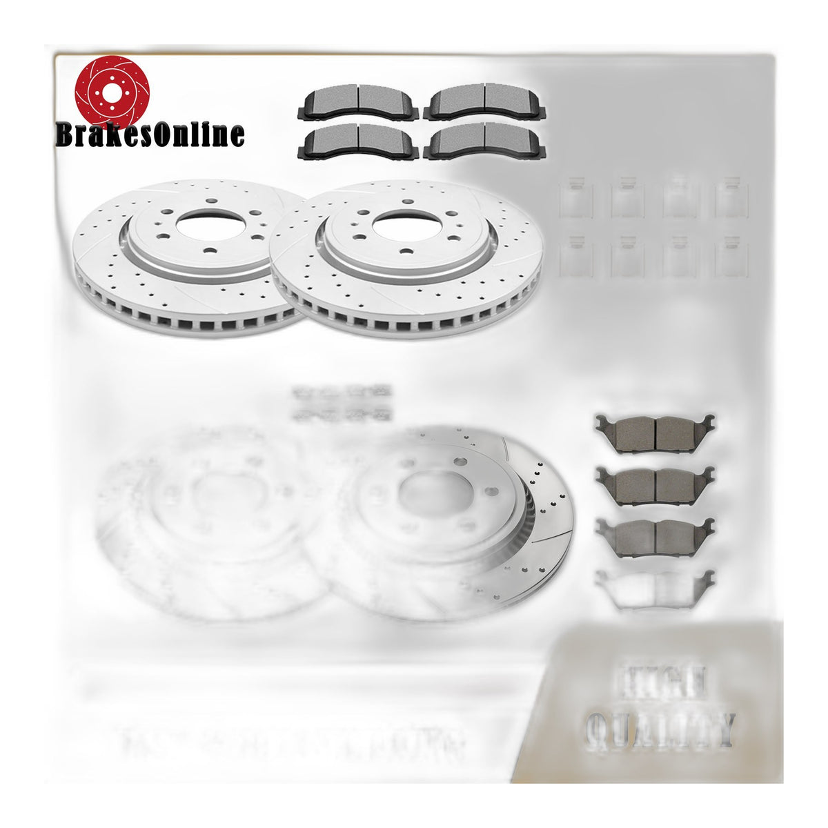 Front 350mm Rear 336mm Brake Rotors and Pads for Ford F-150 Electronic Parking