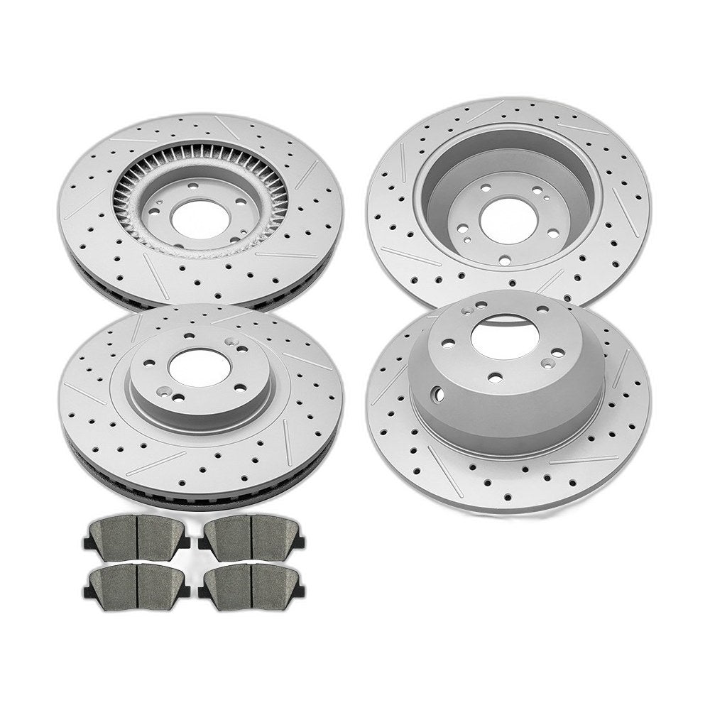 Front & Rear Brake Rotors & Ceramic Pads For Hyundai Santa Fe Kia Sorento