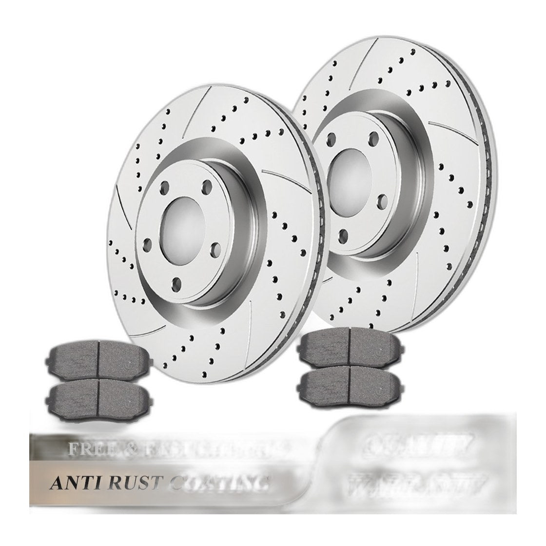Front Drilled Discs Brake Rotors Brakes Pads for 2007-2014 Ford Edge Lincoln MKX