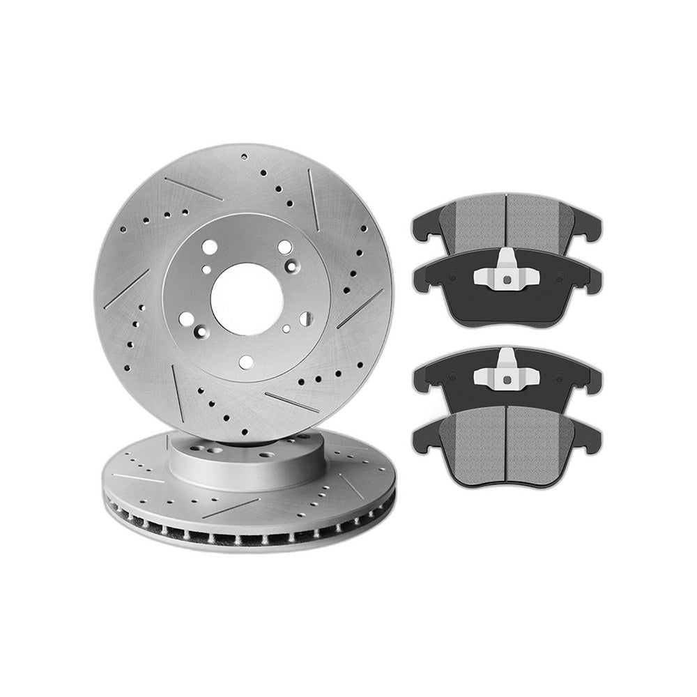 Front Brake Discs Rotors Ceramic Pads For 2008-2012 Ford Escape Drill and Slot